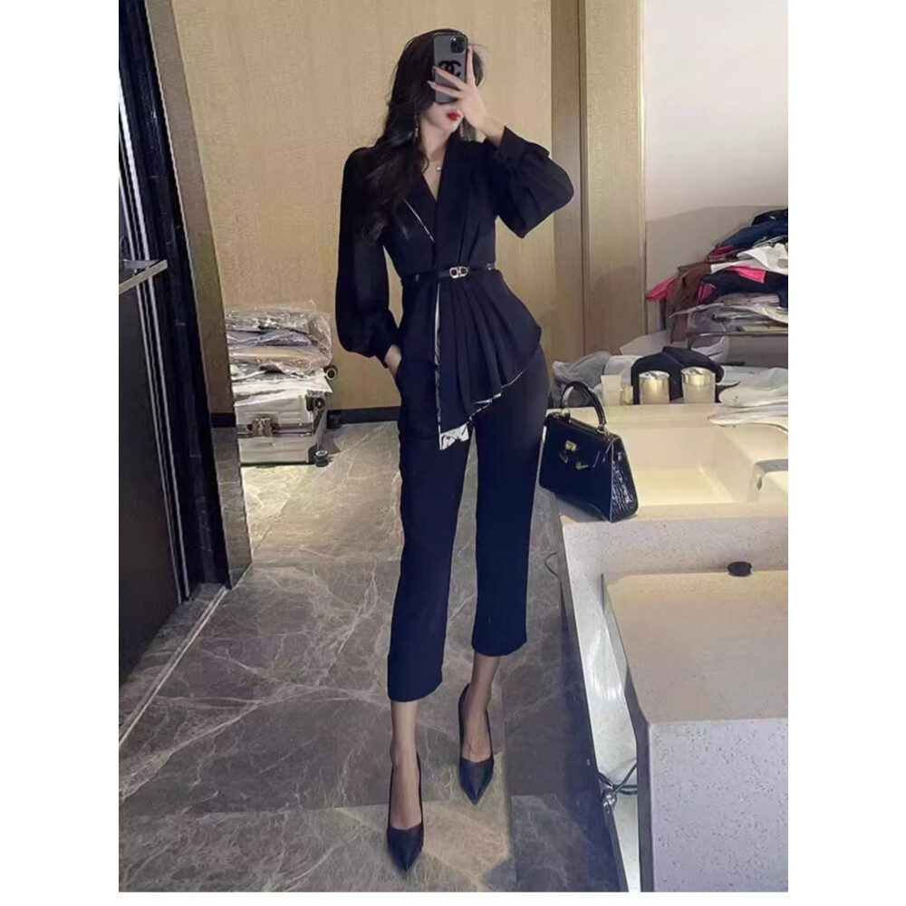 Pakaian Wanita | Lengan Panjang | Original By SIMPLE | Korean Style | Deep V Neck | Office Lady | Pl
