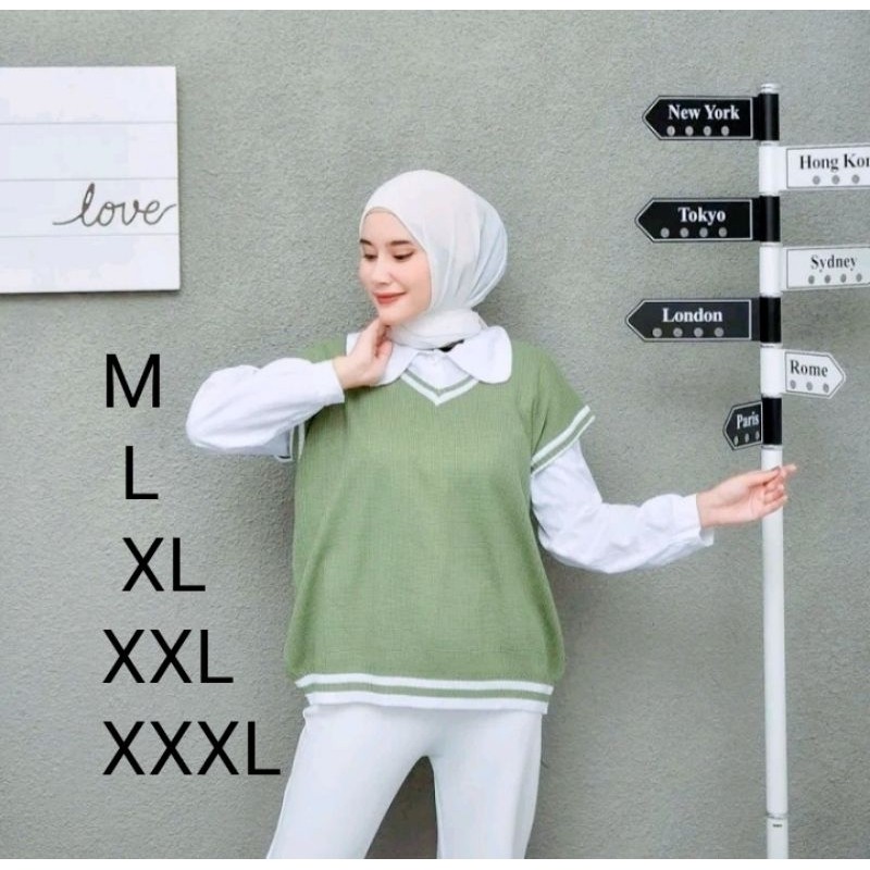 MURAH B_G ROMPI VEST RAJUT JUMBO  LD 95 110 120 130 140 ATASAN RJUT WANITA / PRIA  JUMBO