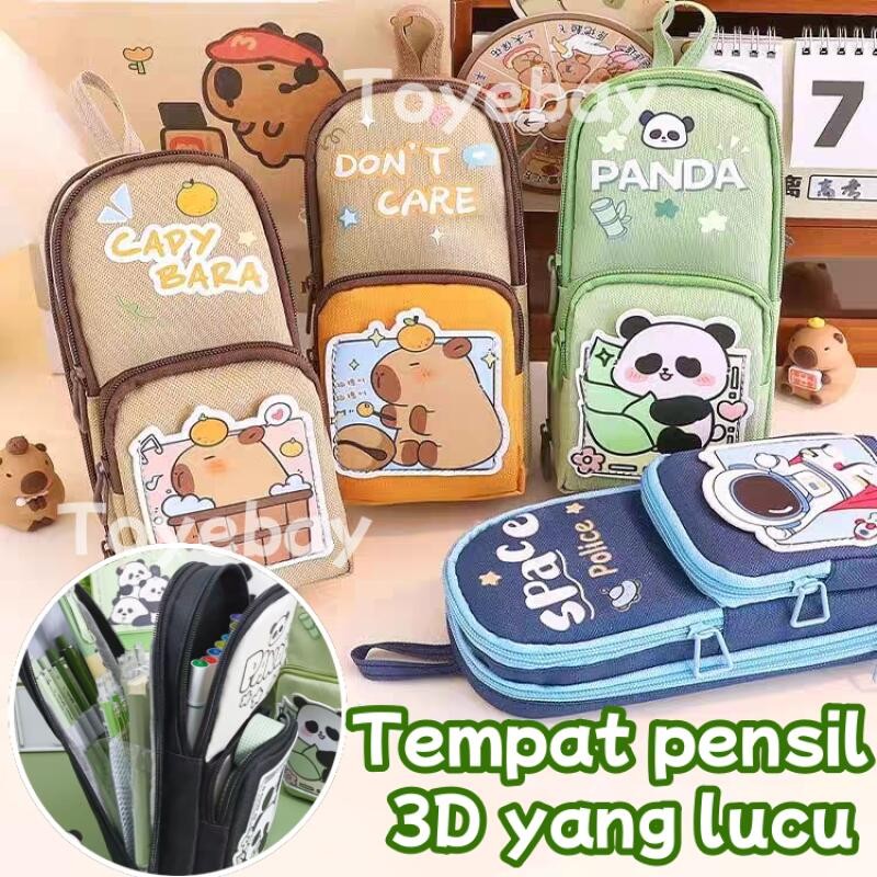 

【READY】Pencil Case Hiasan Glitter Karakter 3d Model Tas/Kotak Pensil Anak Handle Design/Kotak Pensil Kanvas 6 Ruang