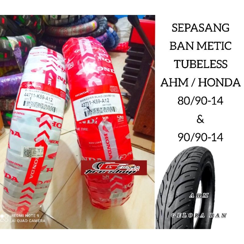 sepasang ban luar matic tubeless ahm federal 80/90-14 dan 90/90-14 ban metic honda beat vario scupy 