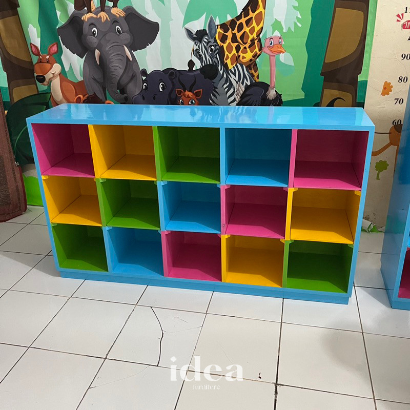 LOKER TK RA SISWA SD ISI 15 kotak warna warni lemari anak kids storage