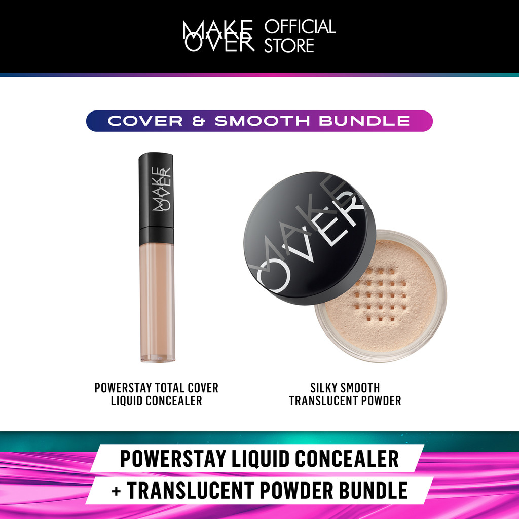 MAKE OVER Cover & Smooth Bundle : Powerstay Total Cover Liquid Concealer + Silky Smooth Translucent 
