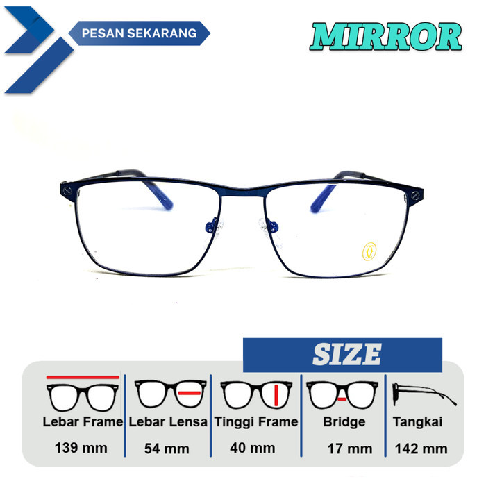 Frame Kacamata Pria / Wanita CT0227 Lebar Frame 139 Size 54 Bridge 17 Model Kotak Full Frame