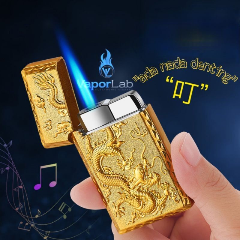 korek api bara las bunyi denting gas torch lighter motif naga