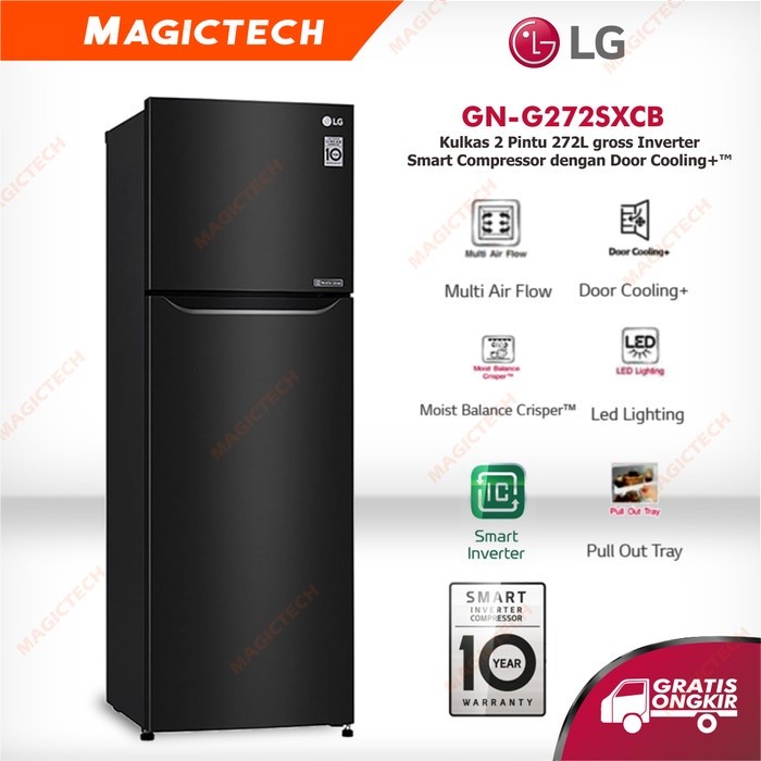 LG GN-G272SXCB KULKAS 2 PINTU SMART INVERTER DOOR COOLING 272 L G272