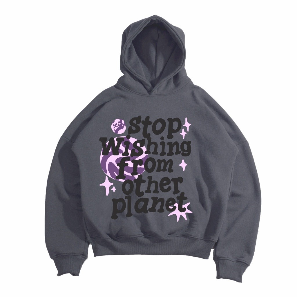 BERTALALASHOP Hoodie Oversize Boxy Colourspace - Dark Noir HD 018 Dark Grey
