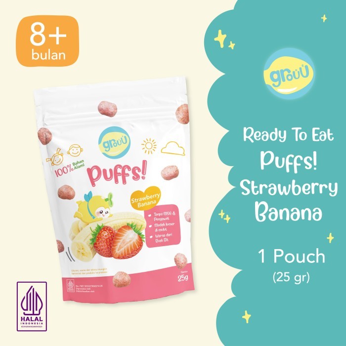 

Grouu - Puffs! Strawberry Banana/Tomato Herbs 150gr - Complementary Food & Snack