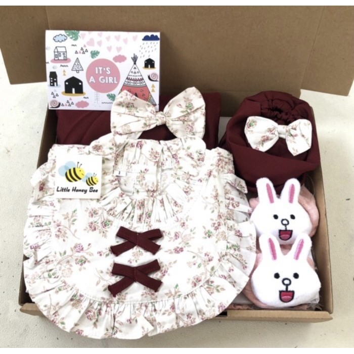 

DISKON Hampers bayi cewek /hampers bayi perempuan /hampers newborn - White, Box coklat+pita