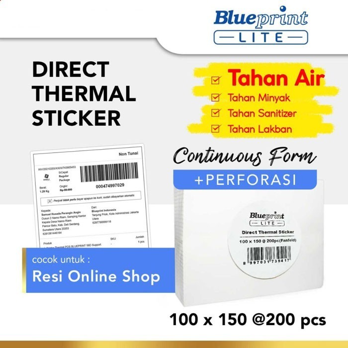 

Blueprint Lite Direct Thermal Sticker Label 100x150 mm 1 Line 100x150mm 1 Line 200 pcs DTS JST