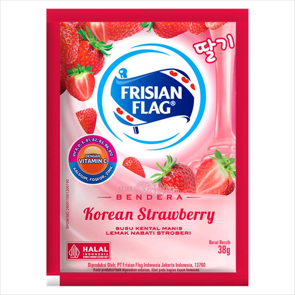 

Frisian Flag Bendera susu kental manis SACHET [6 sachet / 1 renceng] STRAWBERRY stroberi