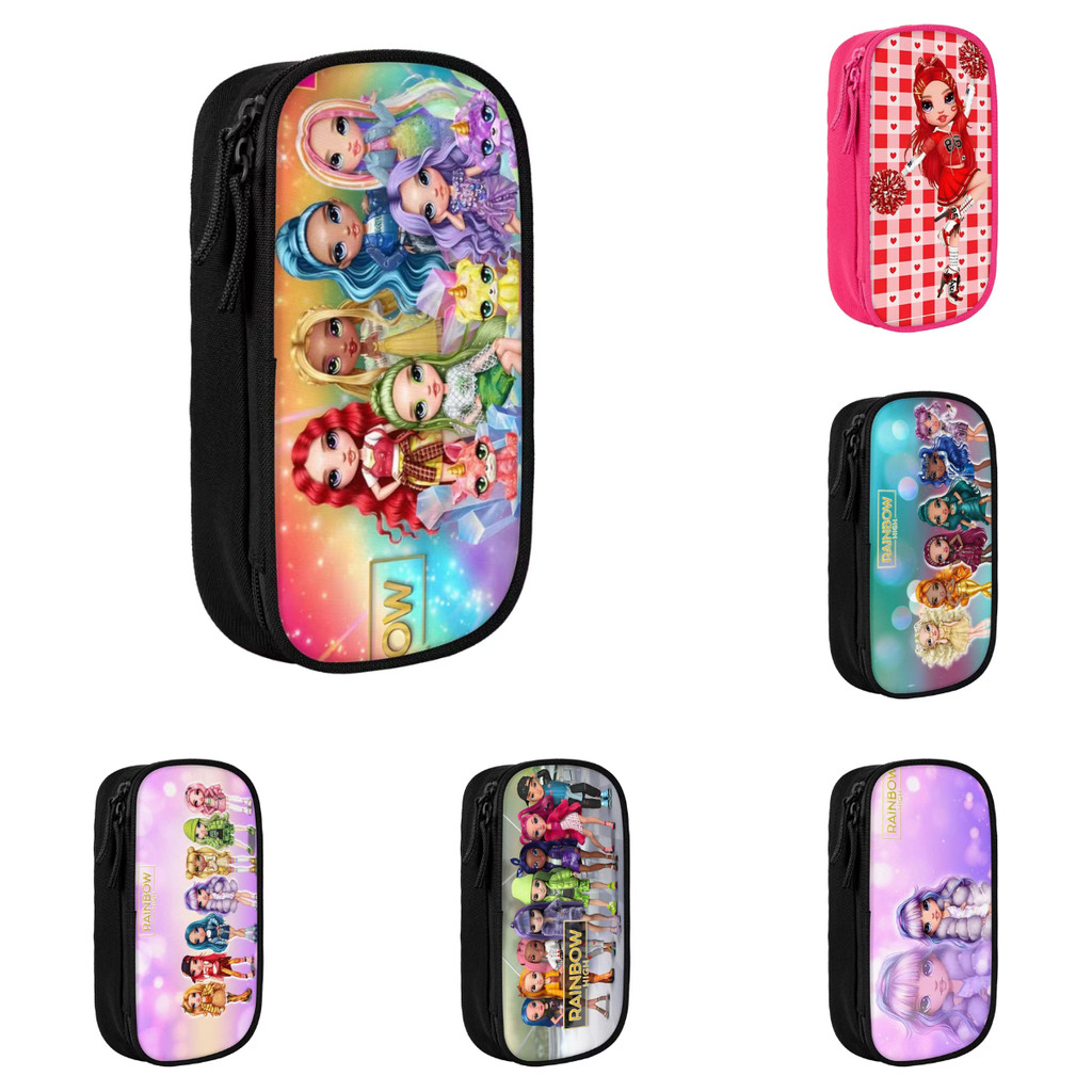 

Rainbow High Cute Girls Pencil Case Large Pencil Pouch Students Canvas Fashion School Pencil Cases Design Stationery Organizer