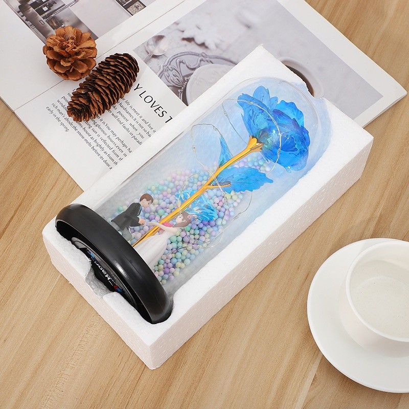 Lampu Mawar LED / Glass Dome Bunga Mawar Lampu / Mawar Lampu Tidur Hias Hadiah Kado Ulang Kado Anniv