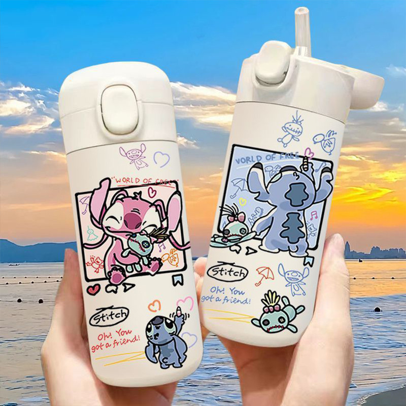 

450ml Stitch Thermal Cup Portable Large Capacity Outdoor Sports Water Bottle Drinking Vacuum Cup 304 Stainless Water Bottle