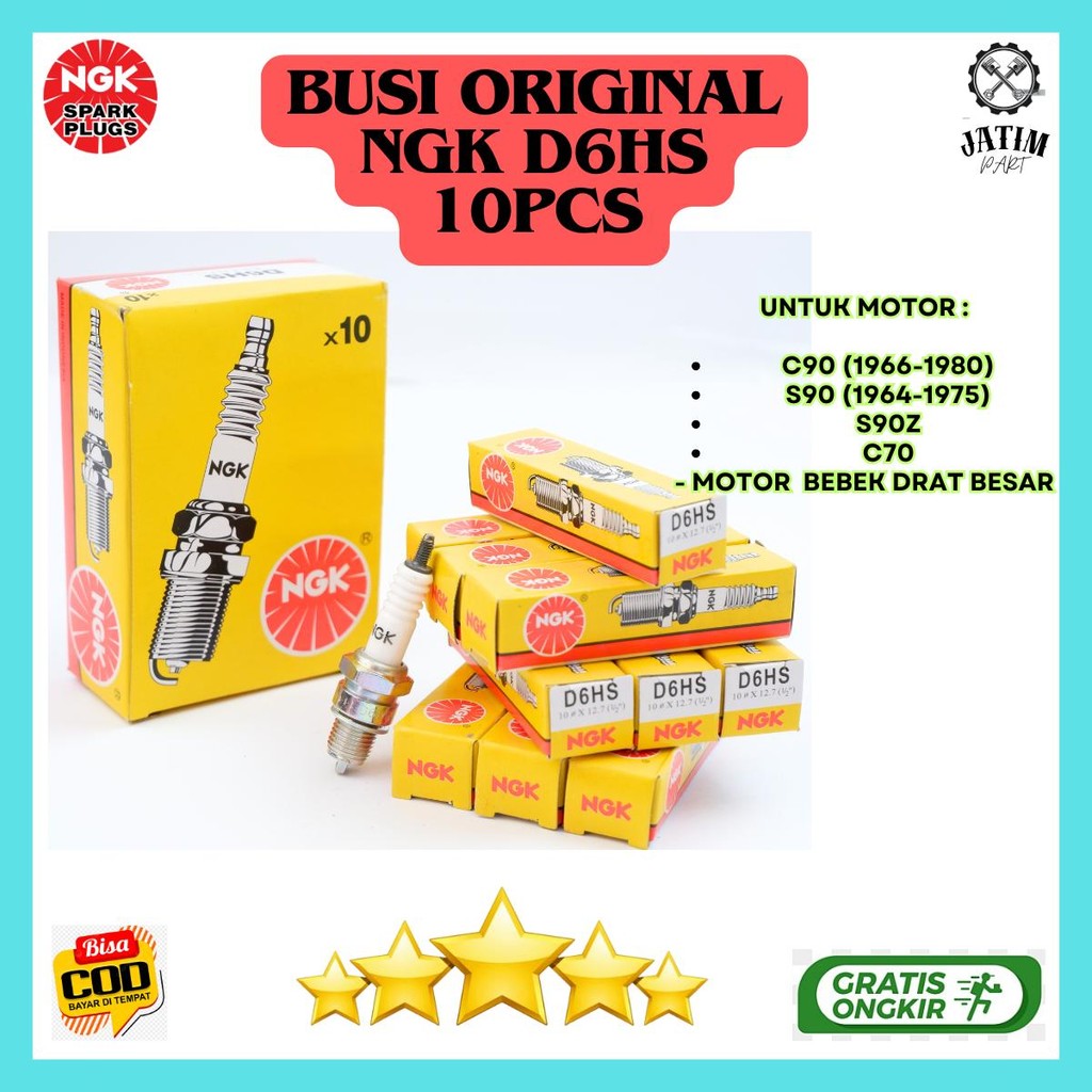 Busi NGK D6HS / Busi Motor Bebek Drat Besar Original NGK