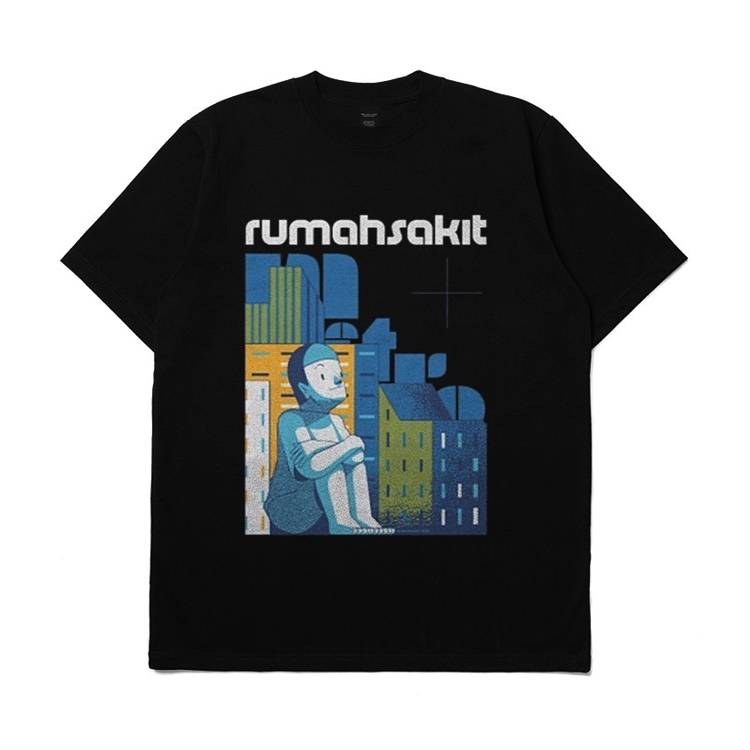Kaos Distro Band Rumahsakit Metro Black Premium Reguler - T-Shirt bahan cotton ombad24s lembut tebal
