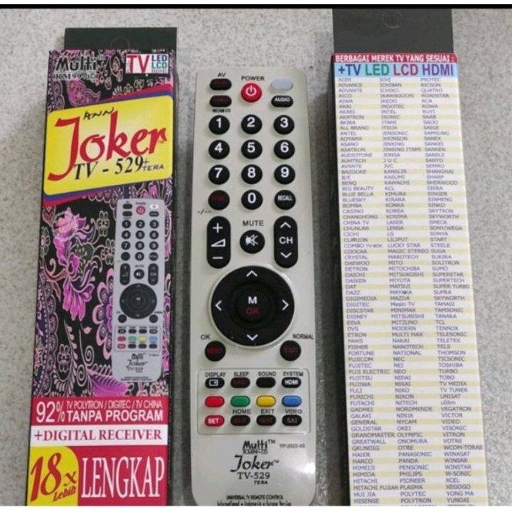 Remote Tv Universal JOKER TV-509 Super Lengkap Multi Merk