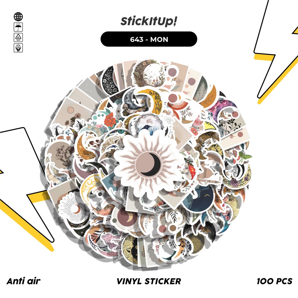 

COD 100 Pcs Stiker Moon Flowers Lucu Anti Air Untuk Dekorasi Notebook Sepeda Skateboard Handphone DIY
