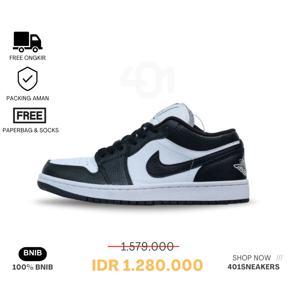 Sneakers Nike Air Jordan 1 Low SE Homage Split White Black Authentic 100% BNIB