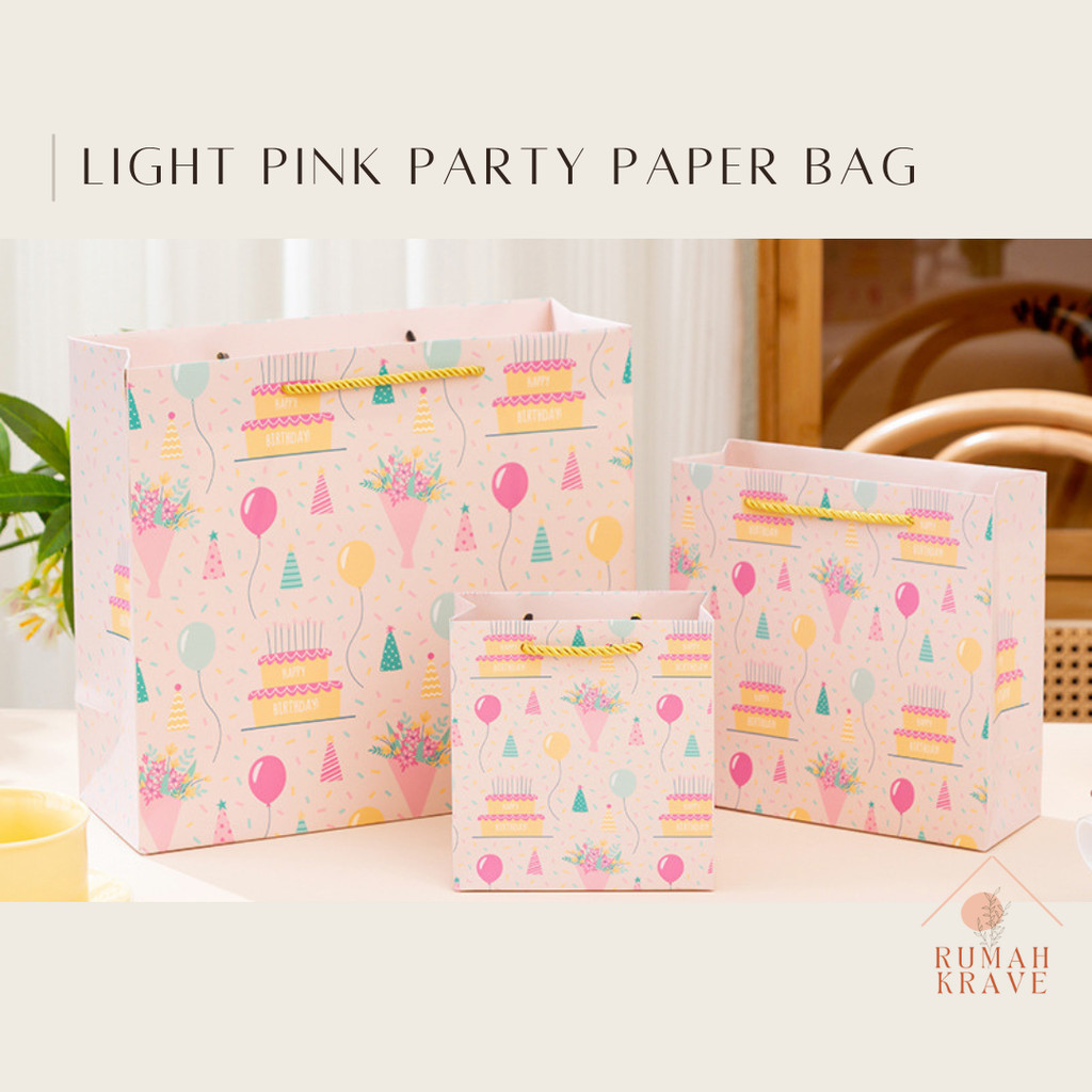 

RUMAH KRAVE - Light Pink Party Paperbag Tas Kado Hadiah Souvenir