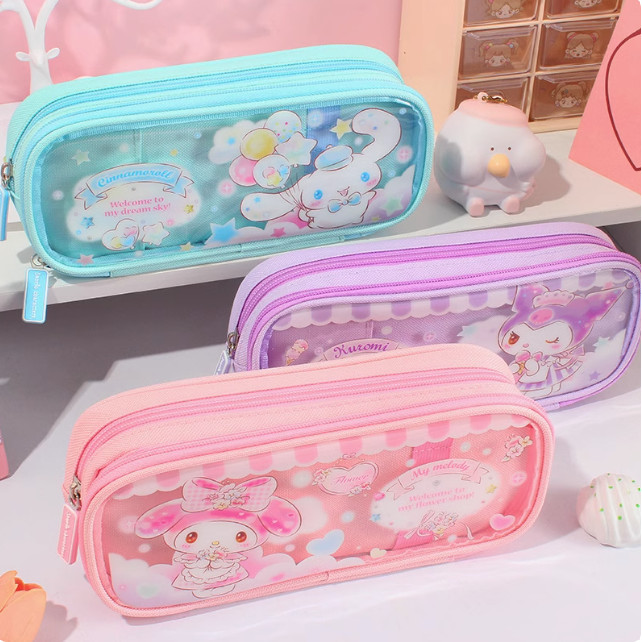 

( OTH1087 ) Kotak pencil case tempat pensil anak perempuan - sanrio cinnamoroll melody - pink merah muda blue biru