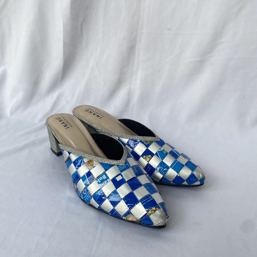 Chunky Heel Shoes 5cm Blue  - House Of Inang - Sepatu Hak Upcycle / Sepatu Daur Ulang Recycle