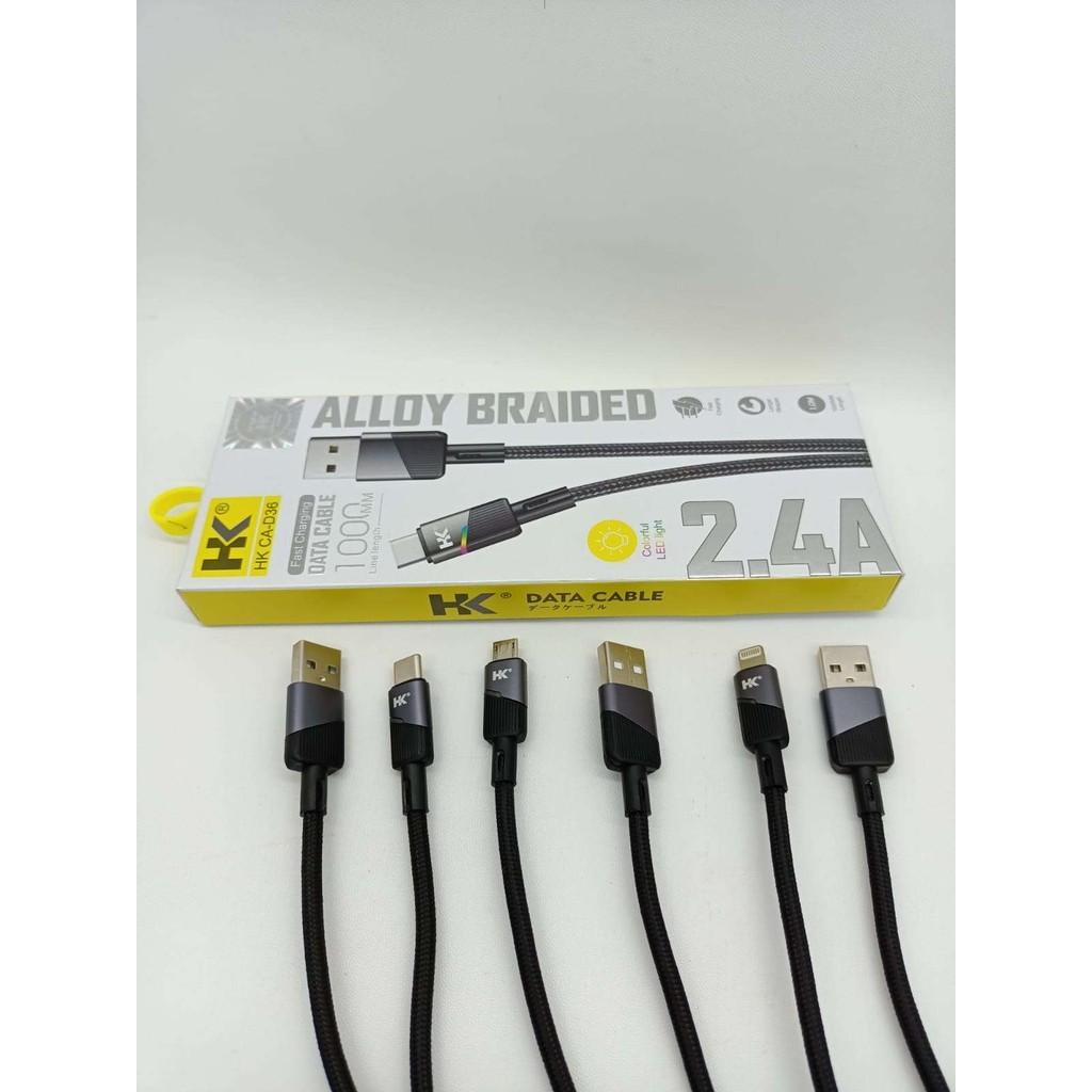 KABEL DATA HK-D36 FAST CHARGING 2.4A FOR CABLE MICRO , TYPE C & IPHONE