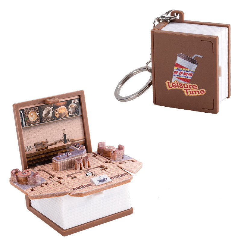 Creative 3D Three-dimensional Scene Eject Out Book Toys Keychain Pendant Kids Stress Relief Toys Cof