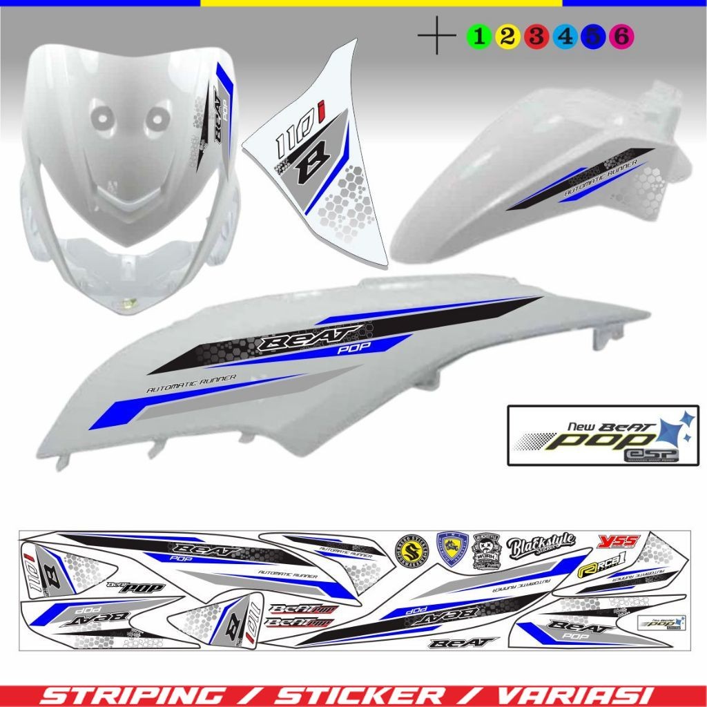 LIS SETIKER MOTIF STIKER MOTOR BEAT POP / VARIASI POLET STRIPING LIS BEAT POP