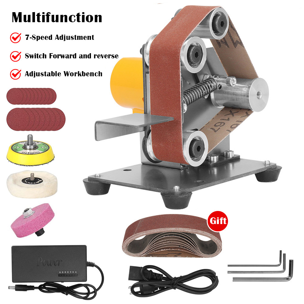 Electric Belt Sander Mini Bench Grinder Grinding Machine 7 Adjustable Speed Grinder Polisher Knife S