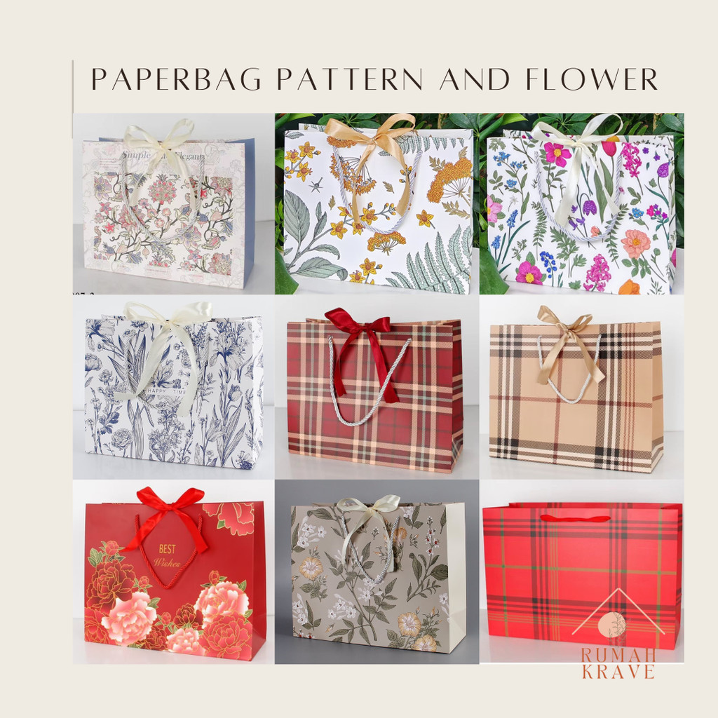 

RUMAH KRAVE - (32-54cm) Paperbag Pattern and Flower Tas Hadiah Kado