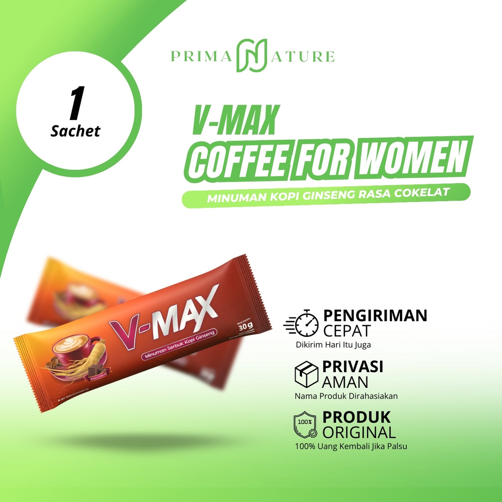 

V-Max Coffee Minuman Serbuk Kopi Ginseng Stamina Tahan Lama For Women Kemasan 1 Sachet