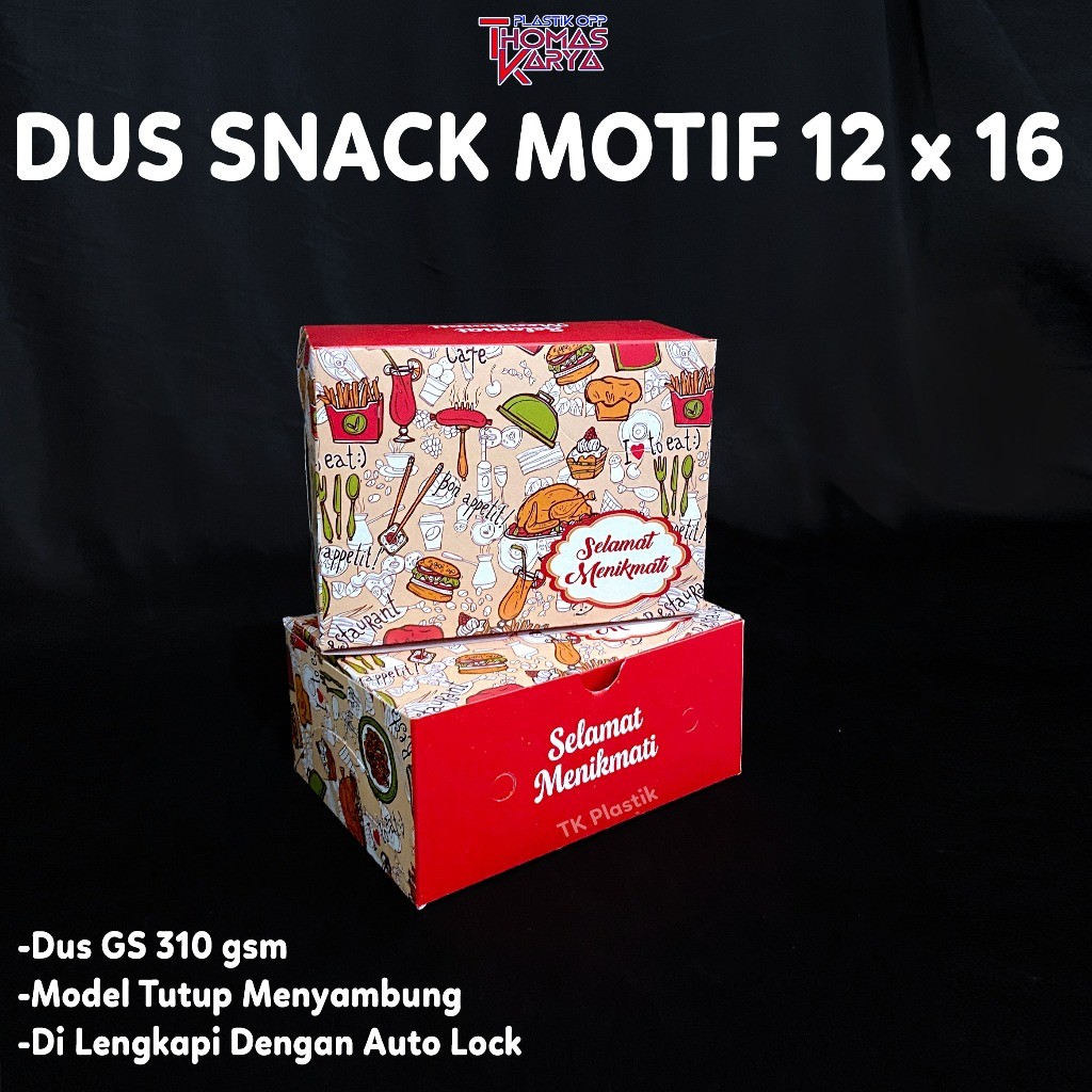 

ECER Dus Snack 12x16 GS MOTIF 310gsm / Box Kue Roti Motif Food