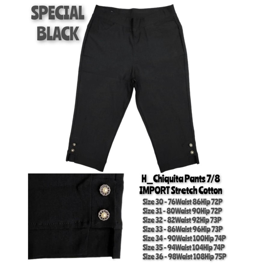 celana pendek wanita 7 per 8 katun streach  size 30-36 54-tcc
