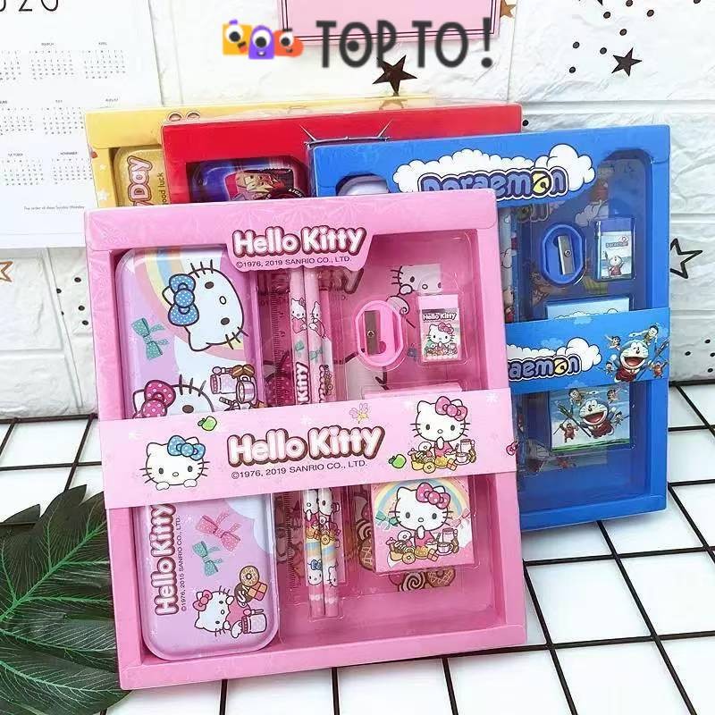 

Kotak Pensil Anak Set 7 in 1 Stationery Untuk Hadiah Anak Sekolah Motif Karakter Lucu / Alat Tulis Set Kotak Pensil Karakter Murah