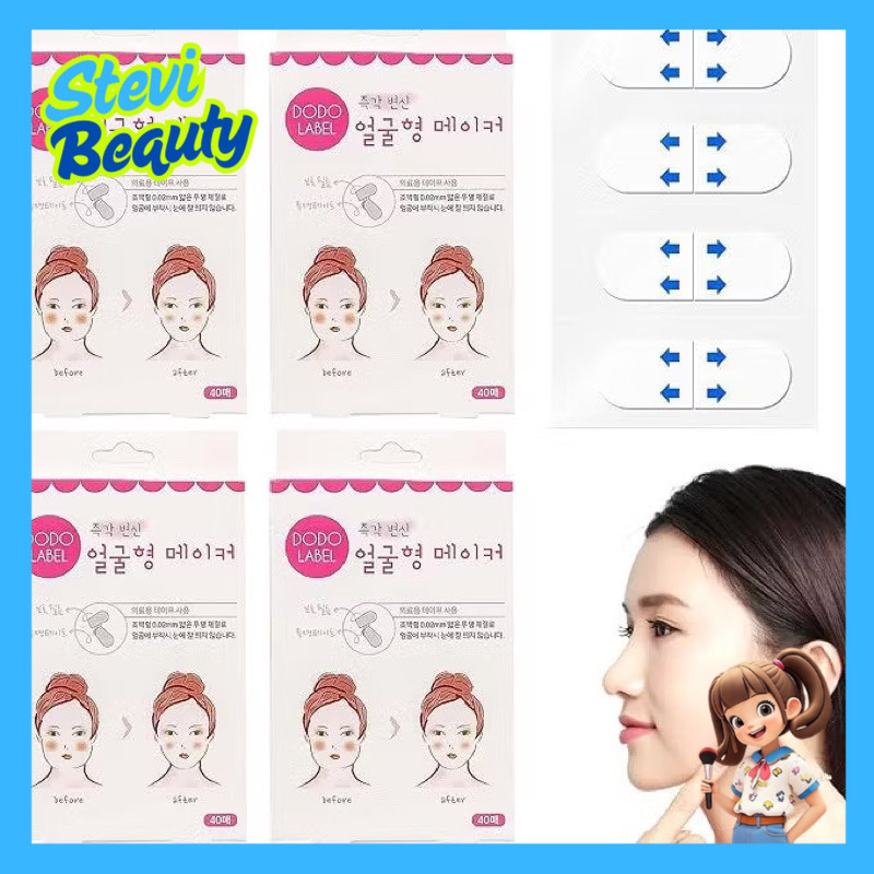 

DODO LABEL V Shape face lift tape sticker label tape Stiker Penirus wajah vshape 1 box isi 40 pcs - STEVI Beauty