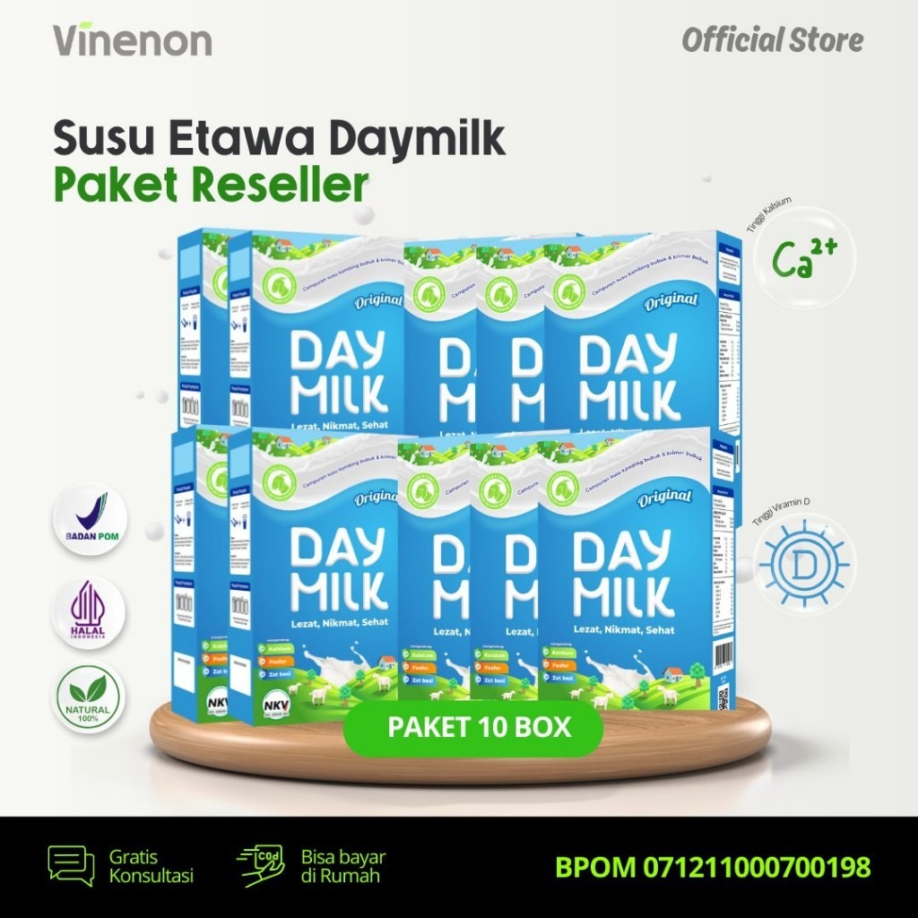 

Susu Kambing Etawa DAYMILK - Paket 10 BOX - Menguatkan Tulang Atasi Nyeri Sendi Halal BPOM