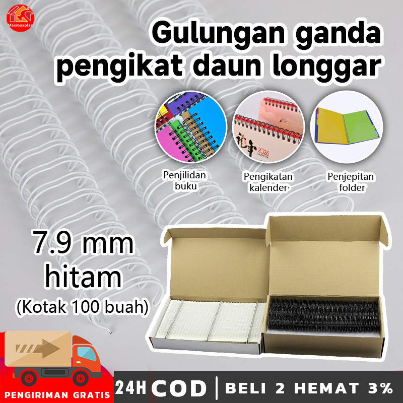 

100pcs Spiral Kawat / Ring Kawat Jilid Spiral 3:1 Ukuran A4 34 Lubang / F4 38 Lubang Warna Hitam / PutihCO