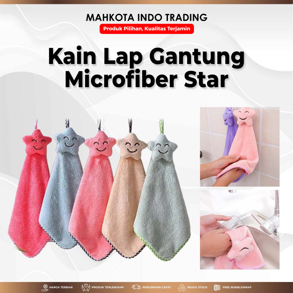 LAP TANGAN Microfiber Gantung / Kain Lap Gantung Microfiber motif STAR