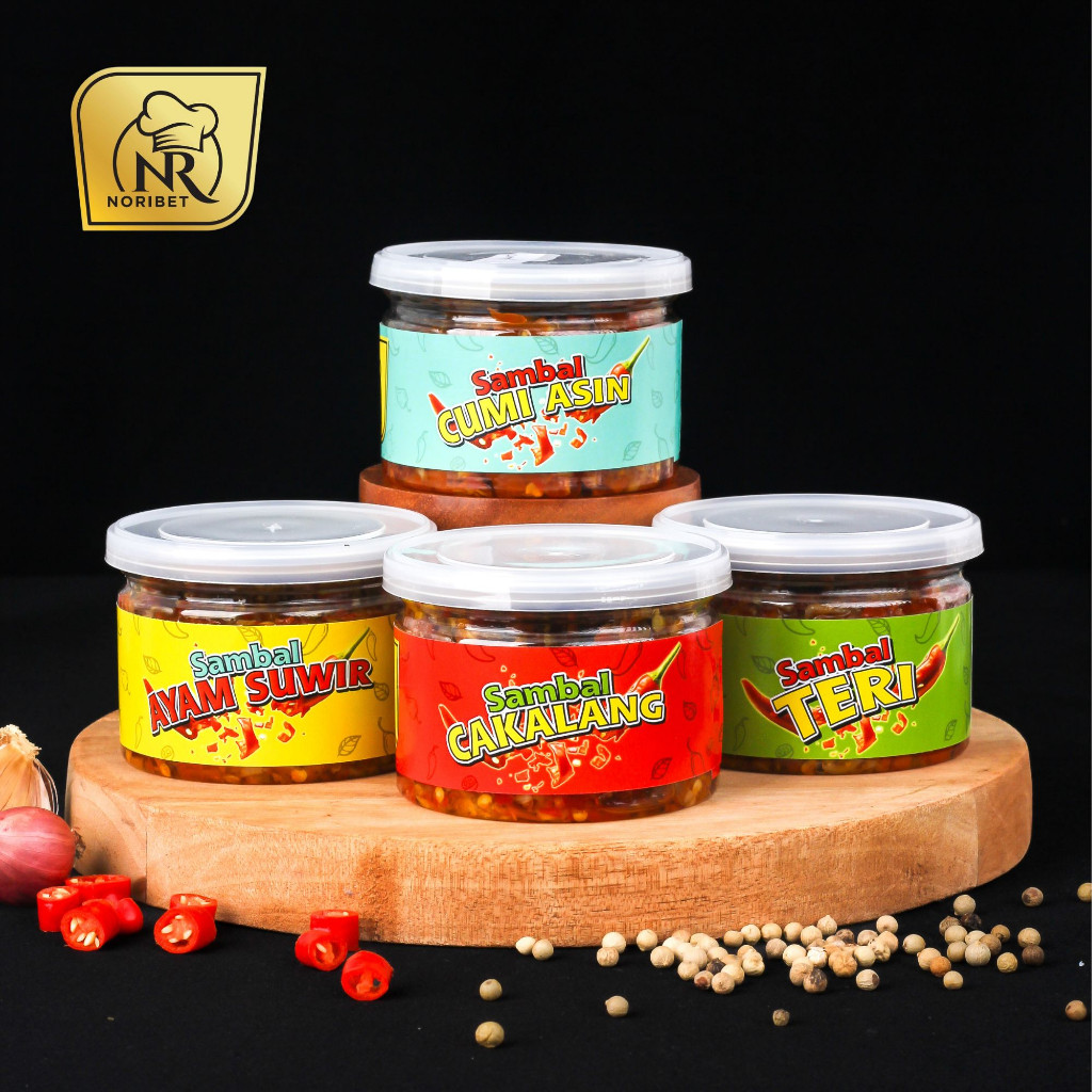 

New NR Noribet Paket 4 Set Sambal Ikan Cakalang - Cumi Asin - Teri Medan - Ayam SuwirPremium
