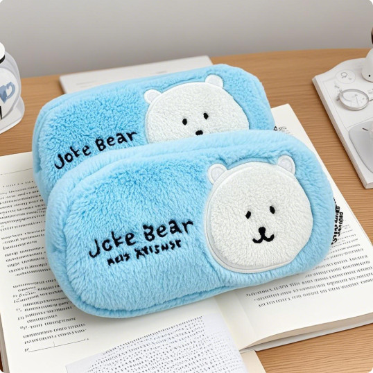 

Office School Storage Supplies Zipper Pouch Cartoon Joke Bear Plush Student Pencil Case Large Capacity Cosmetic Storage Bag