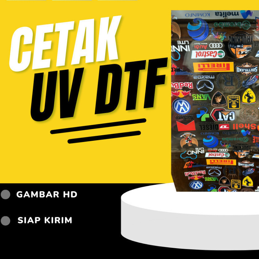 

Cetak UV DTF Stiker meteran - Decal Kering Gloss + Vernish awet selamanya