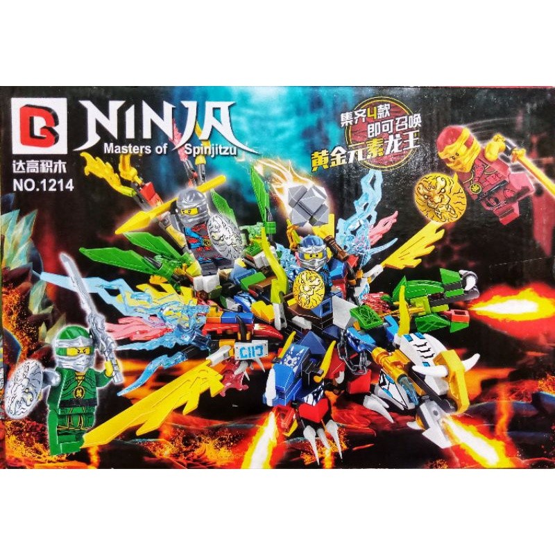 galaxy toys mainan ninjago 1214 dragon naga besar + sayap + figure ninja robot monster superhero ave