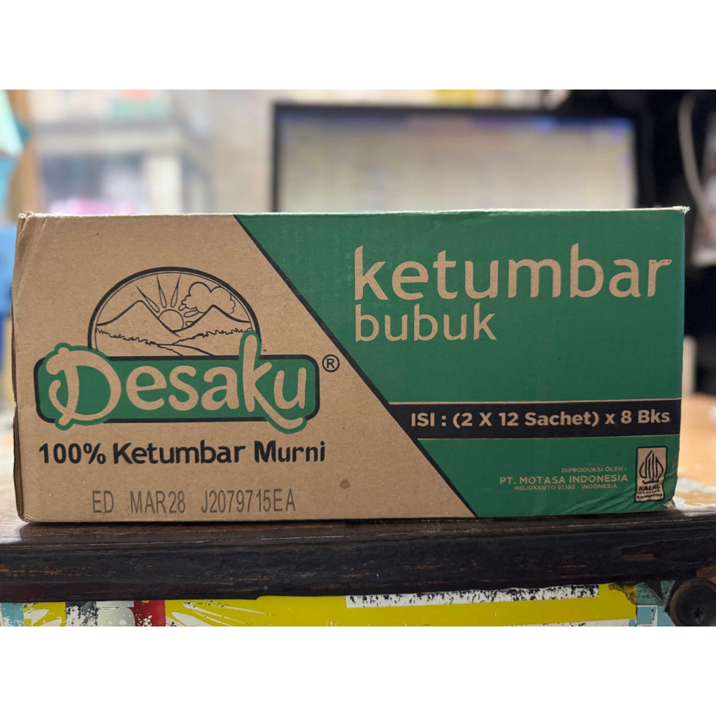 

Ketumbar bubuk Desaku @ 2 x 12 x 8 bungkus x 12,5 g = 192 bungkus. / 1 dus