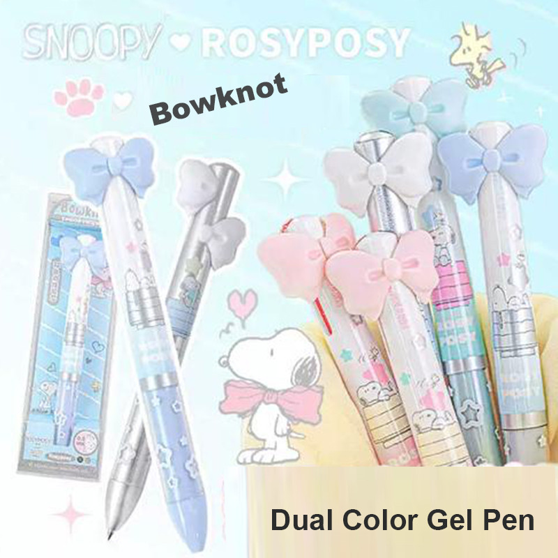 

RosyPosy Cartoon Gel Pen Bow Tie High Value Push Action Dual Color Signature Pens, Exam Note-taking Highlighting Gift Stationery