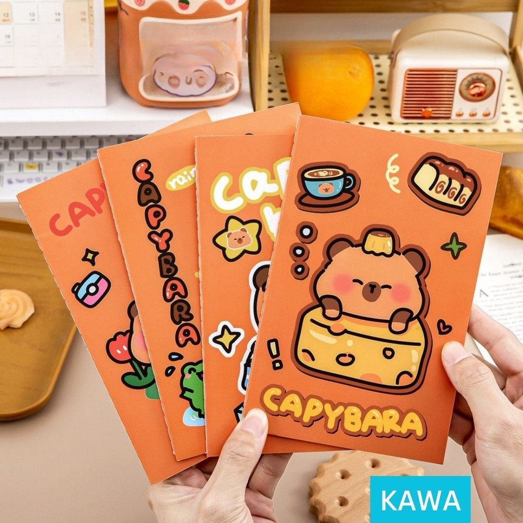 

KAWA Buku Tulis Isi 4 pcs 28 Lembar Per Motif A5 Capybara Note Book Motif Kapibara Kartun Lucu Cute MO