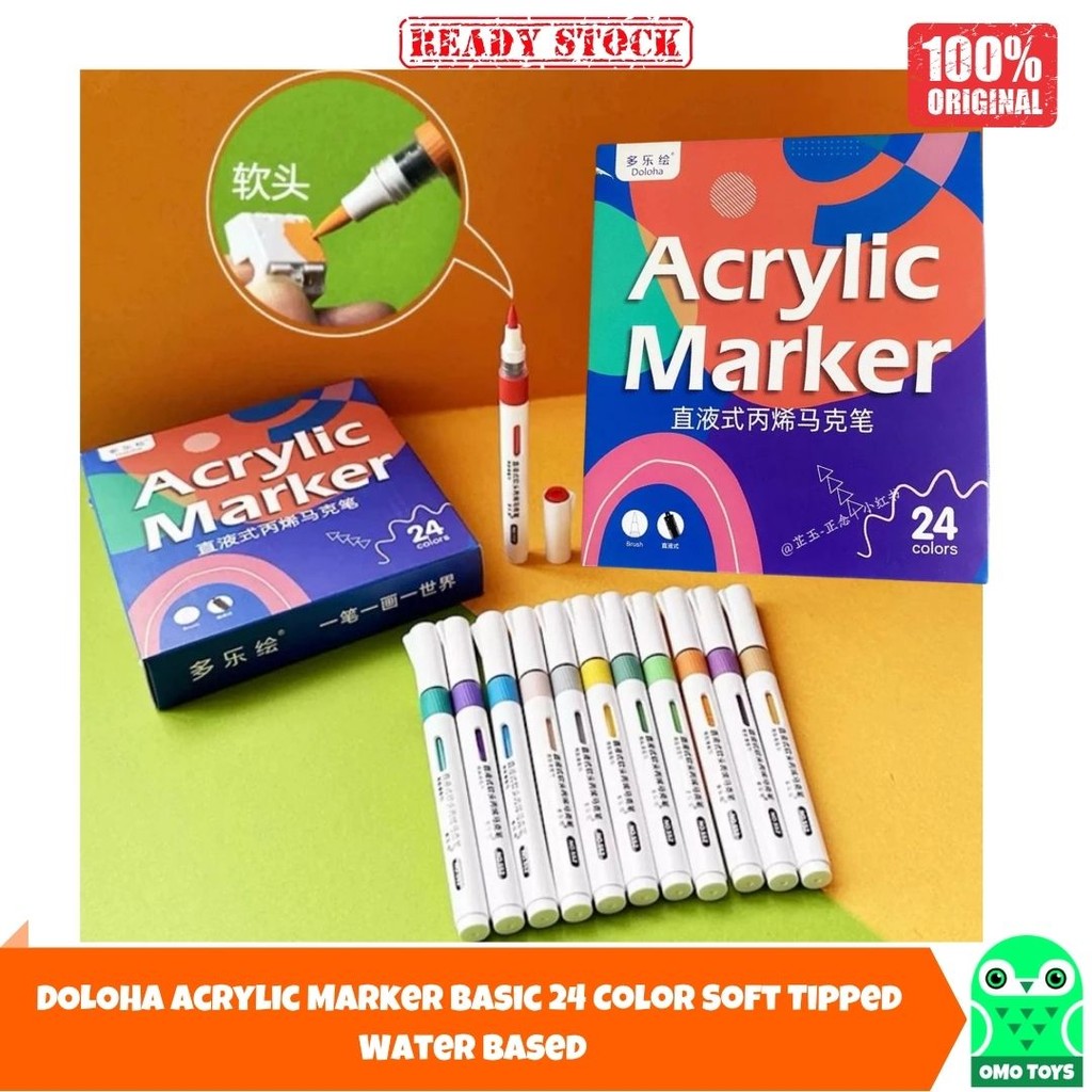 DOLOHA Acrylic Marker Basic 24 Color Soft Tipped Water Based Alternative Hobby Mio Tamiya Dspiae