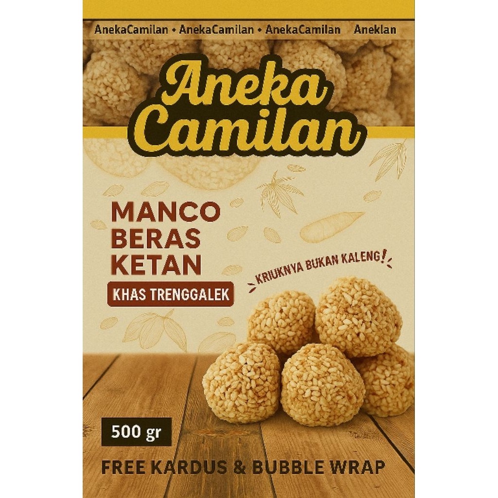 

Aneka camilan kue mancho beras Ketan khas Trenggalek 500G free kardus+bubble wrap