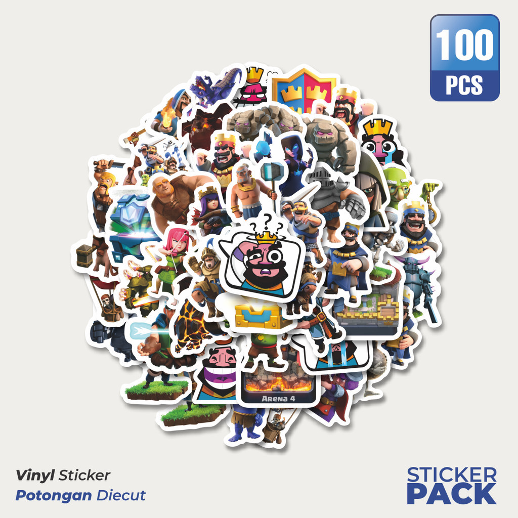 

MURAH 100 PCS Stiker Games Clash Royale Waterproof Aesthetic- Untuk Laptop, Motor, dan Helm - Paper Stationery Pack