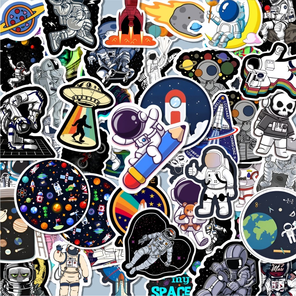

100PCS Lucu Stiker Spaceman [Astronot] Stiker Aesthetic Stiker Anti Air Stikers Berperekat Waterproof sticker decal buat Motor Helm Buku Journal Koper Casing HP Laptop Botol Minum Hadiah anak