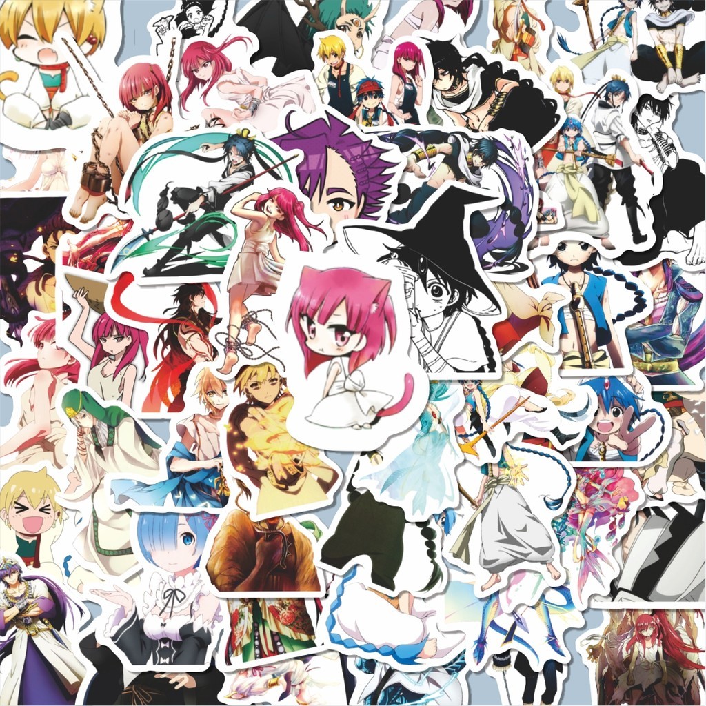 

100PCS Lucu Anime Magi The Labyrinth (Magi: Meikyū no Majutsu) Stiker Aesthetic Stiker Anti Air Stikers Berperekat Waterproof sticker decal buat Motor Helm Buku Journal Koper Casing HP Laptop Botol Minum Hadiah anak